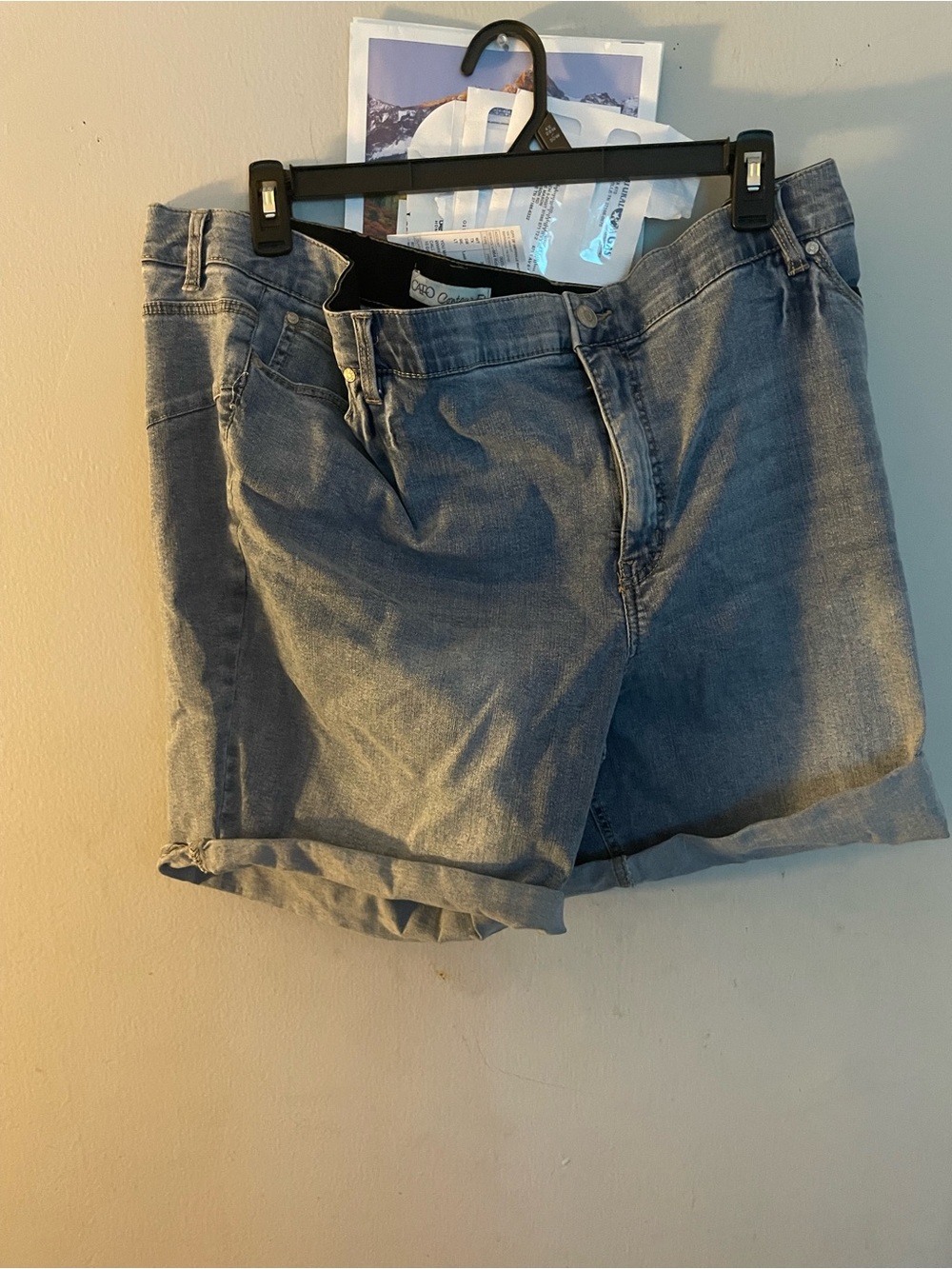 Cato Women's Light Blue Rolled Hem Denim Shorts